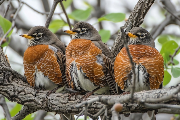 Foto silken sirens amerikaanse robins in fluweel verenkleed