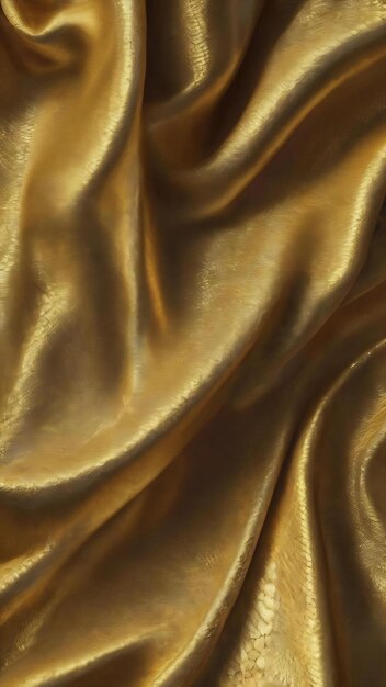 Silky gold fabric snakeskin textured