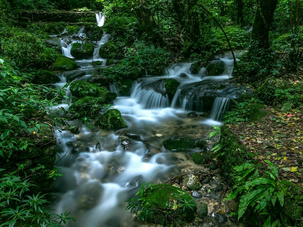 The silky smooth flowing water