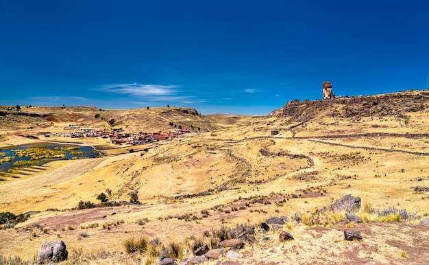 Sillustani a preincan cemetery near puno in peru