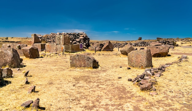 Sillustani a preincan cemetery near puno in peru