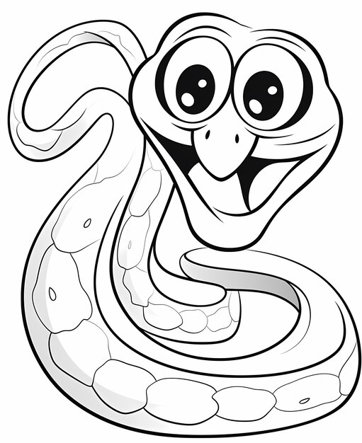 Silly Serpent Coloring Page for Toddlers with Snake in Cartoon Style Thick Lines