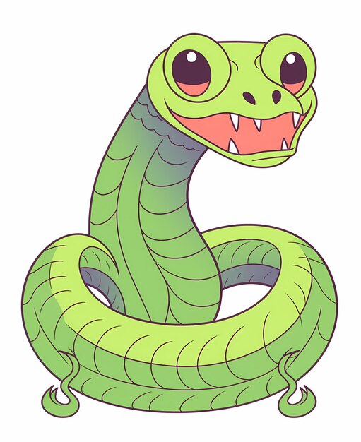 Photo silly serpent coloring page for toddlers with snake in cartoon style thick lines