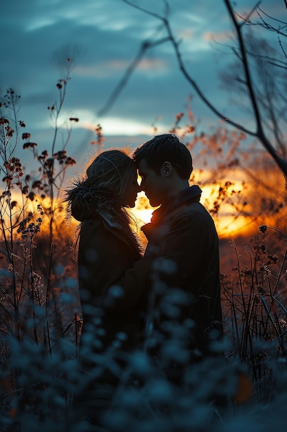 a silohuette photography of a couple in love