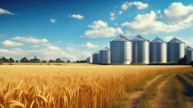 Silos in a wheat field Storage of agricultural production