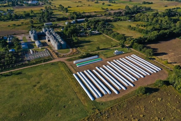 Silozak gevuld met sojabonen Provincie La Pampa Patagonië Argentinië