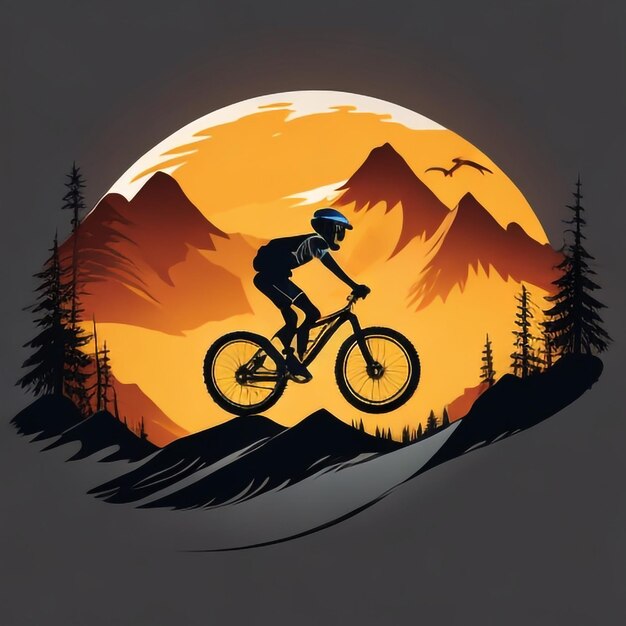 siluet_mountain_bike_downhill_flat_color