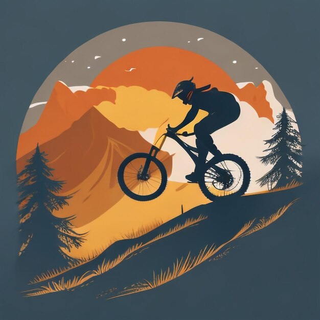 siluet_mountain_bike_downhill_flat_color