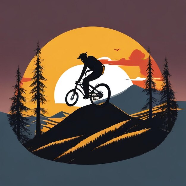 siluet_mountain_bike_downhill_flat_color