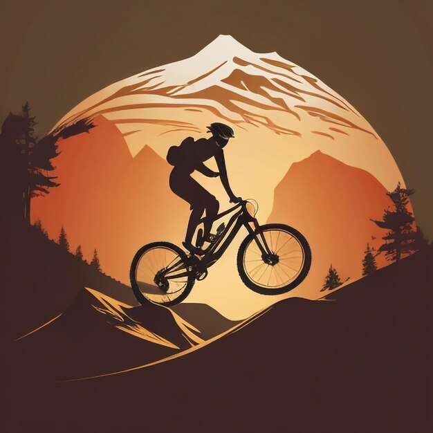 siluet_mountain_bike_downhill_flat_color