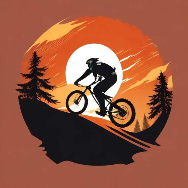 Photo siluet_mountain_bike_downhill_flat_color