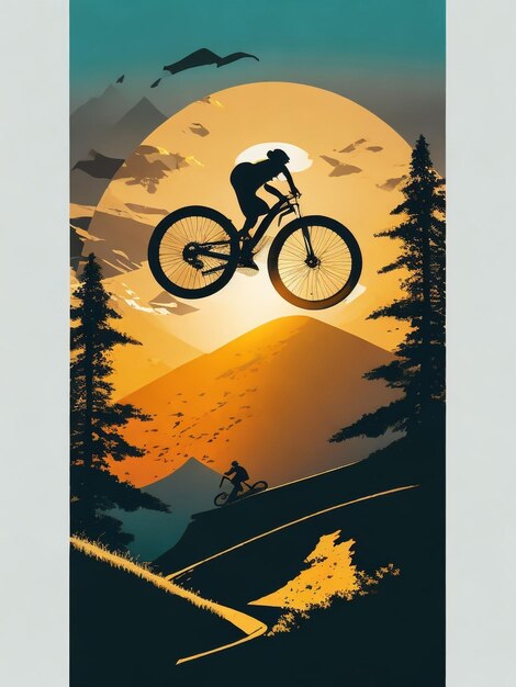 Foto siluet_mountain_bike_downhill_flat_color