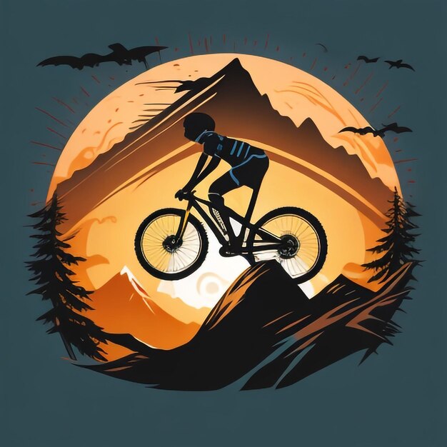 Photo siluet_mountain_bike_downhill_flat_color