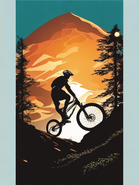 Foto siluet_mountain_bike_downhill_flat_color