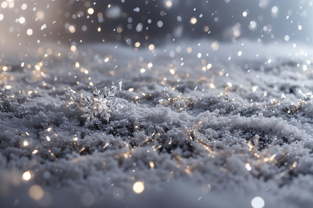 Серебряный абстрактный снег падает зимой Рождество праздничный фон с блесками и блеском