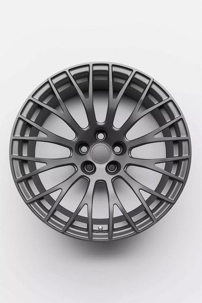 Silver alloy wheel on a white background