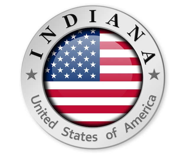 사진 인디애나와 미국 국기가 있는 은색 배지