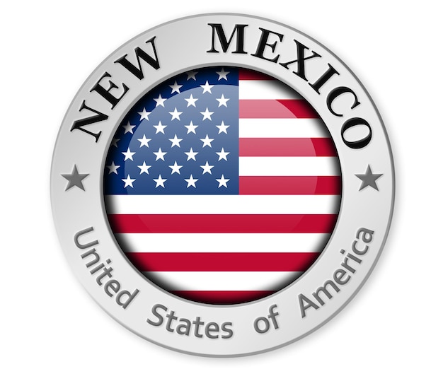 Photo silver badge with new mexico and usa flag