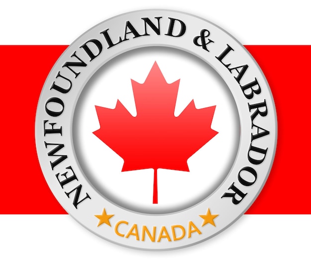 Silver badge with Newfoundland and Labrador and Canada flag