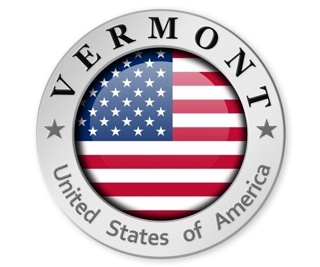 Silver badge with Vermont and USA flag