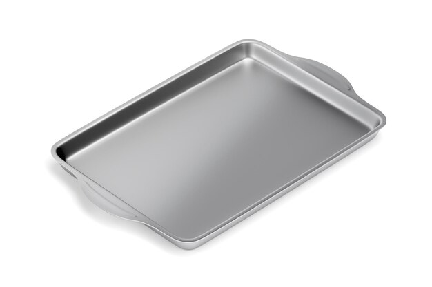 Photo silver baking pan on white background