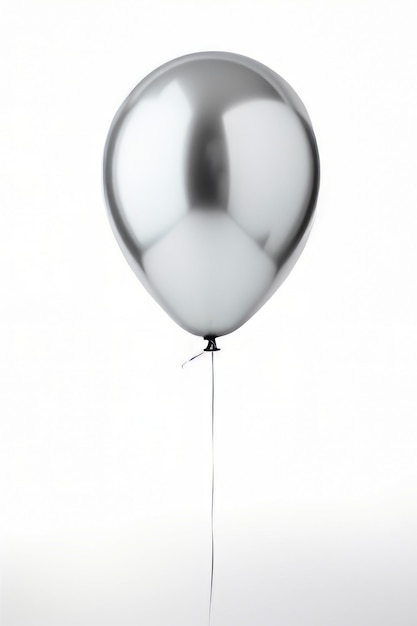 Foto palloncino d'argento con un filo attaccato alla sua estremità ai generativa