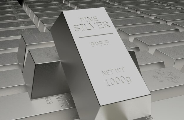 Silver bar ingot 3d rendering illustration