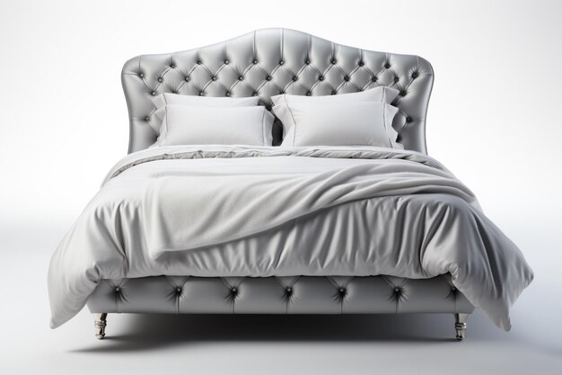 Photo silver bed on white background