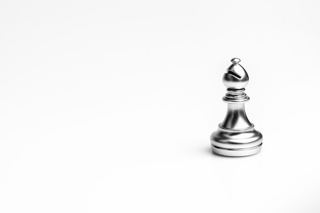 Silver bishop chess piece isolated