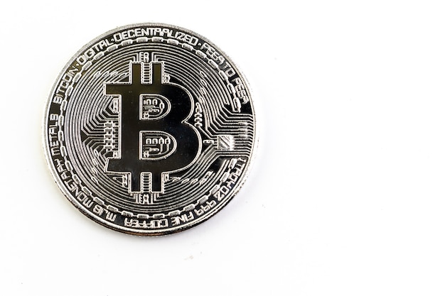 Silver bitcoin isolated