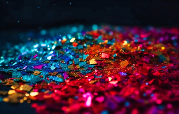 The silver blue purple and red glittery background