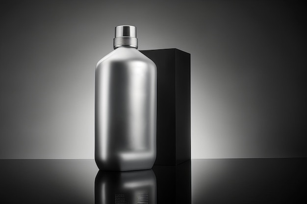 A silver bottle light background bottle on black background Generative AI