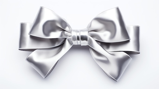 a silver bow on a white background