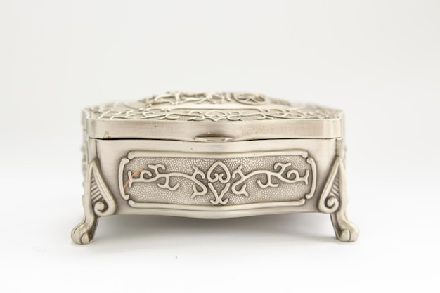 Silver box on a white background