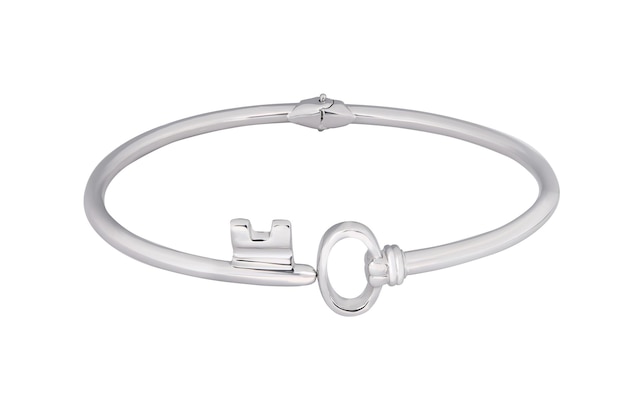 Silver bracelet isolated on a white background Jewelry industry