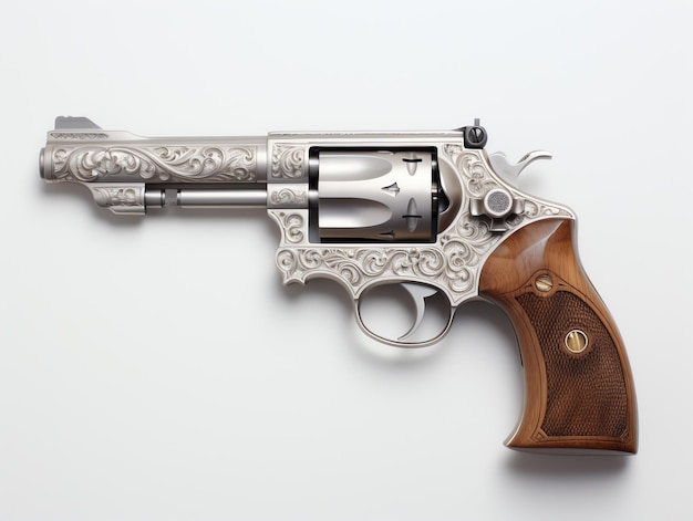 Photo a silver and brown revolver