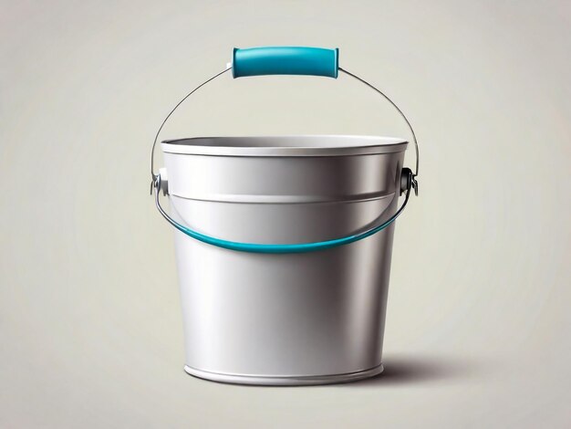 Photo a silver bucket with a blue handle and a blue handle