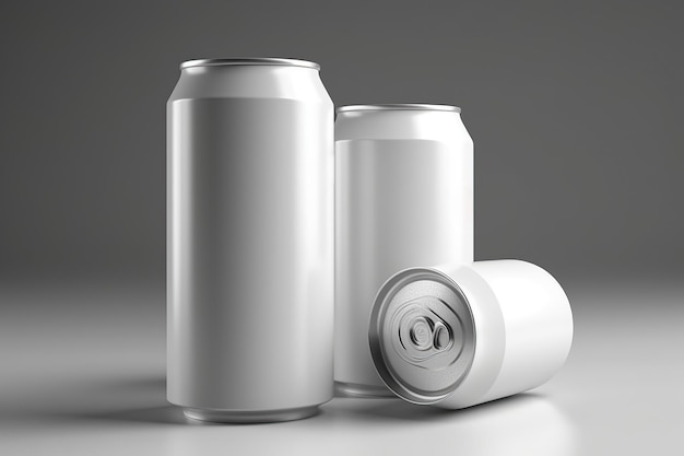 Silver can for beverage mock up style AI Generated illustration