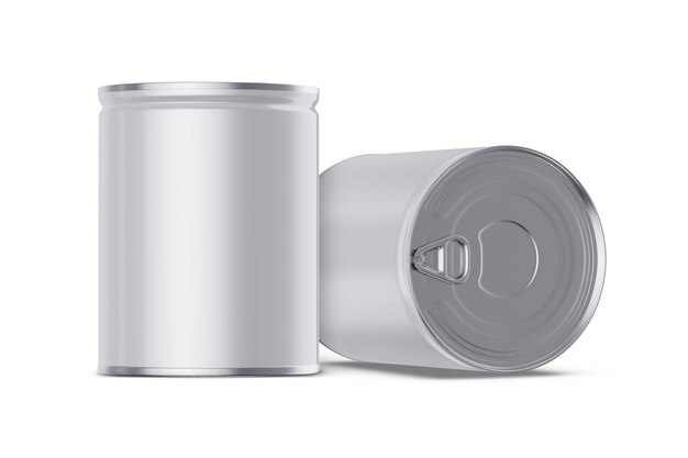 Photo a silver can of food is next to a silver can.