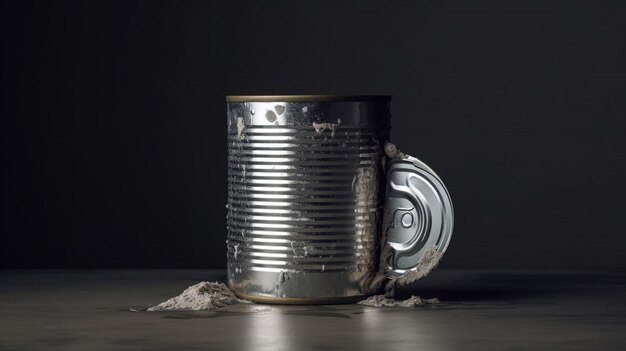 Photo a silver can that has the word