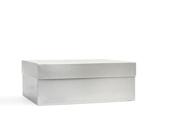 A silver cardboard box isolated on a white background