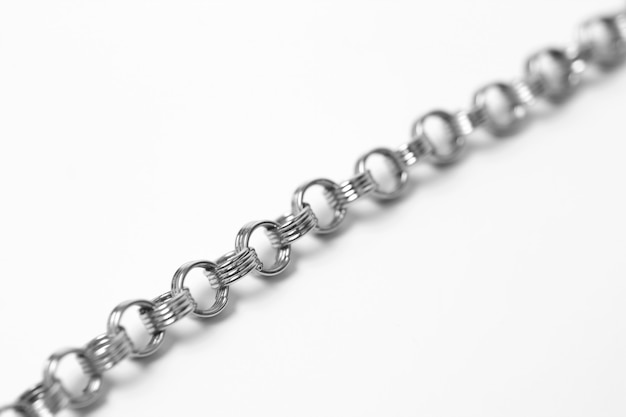 The silver chain on a white background