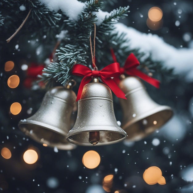 silver Christmas bells