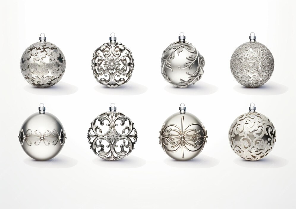 Premium AI Image Silver Christmas ornaments