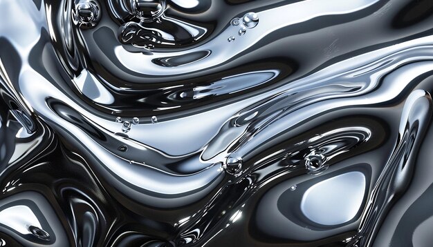 Silver chrome liquid metal waves background