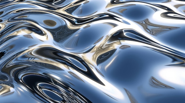 Photo silver chrome metal texture with waves