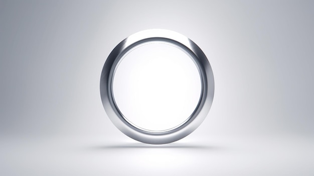 A silver circle with a white background.