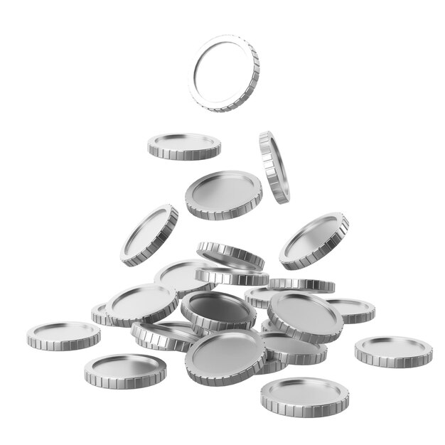 Photo silver coin coins stack 3d illustration