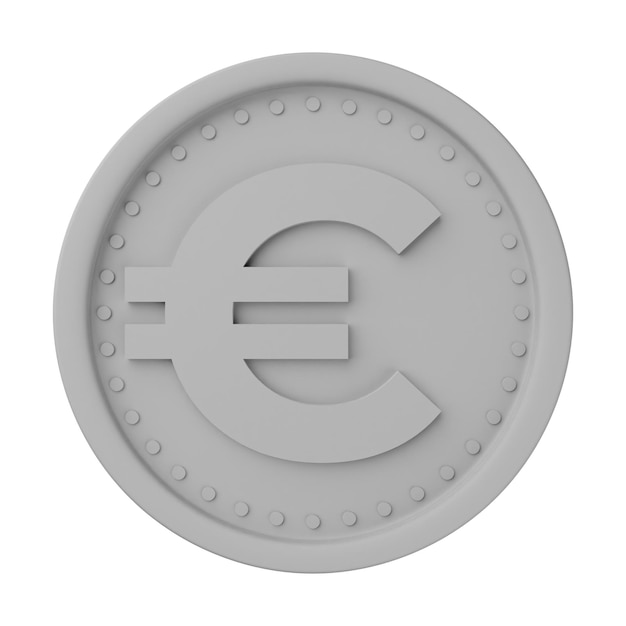 Photo silver coin euro 3d illustration isolated in white background