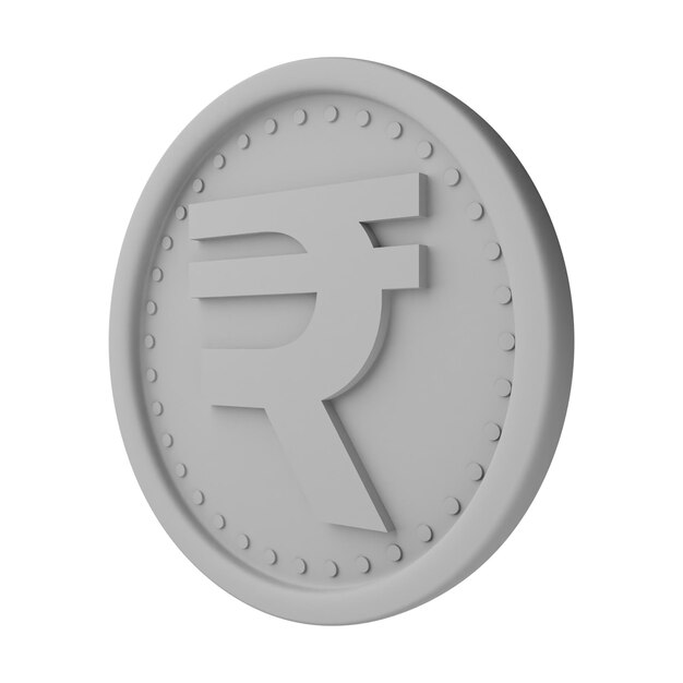 Photo silver coin rupee 3d illustration isolated in white background